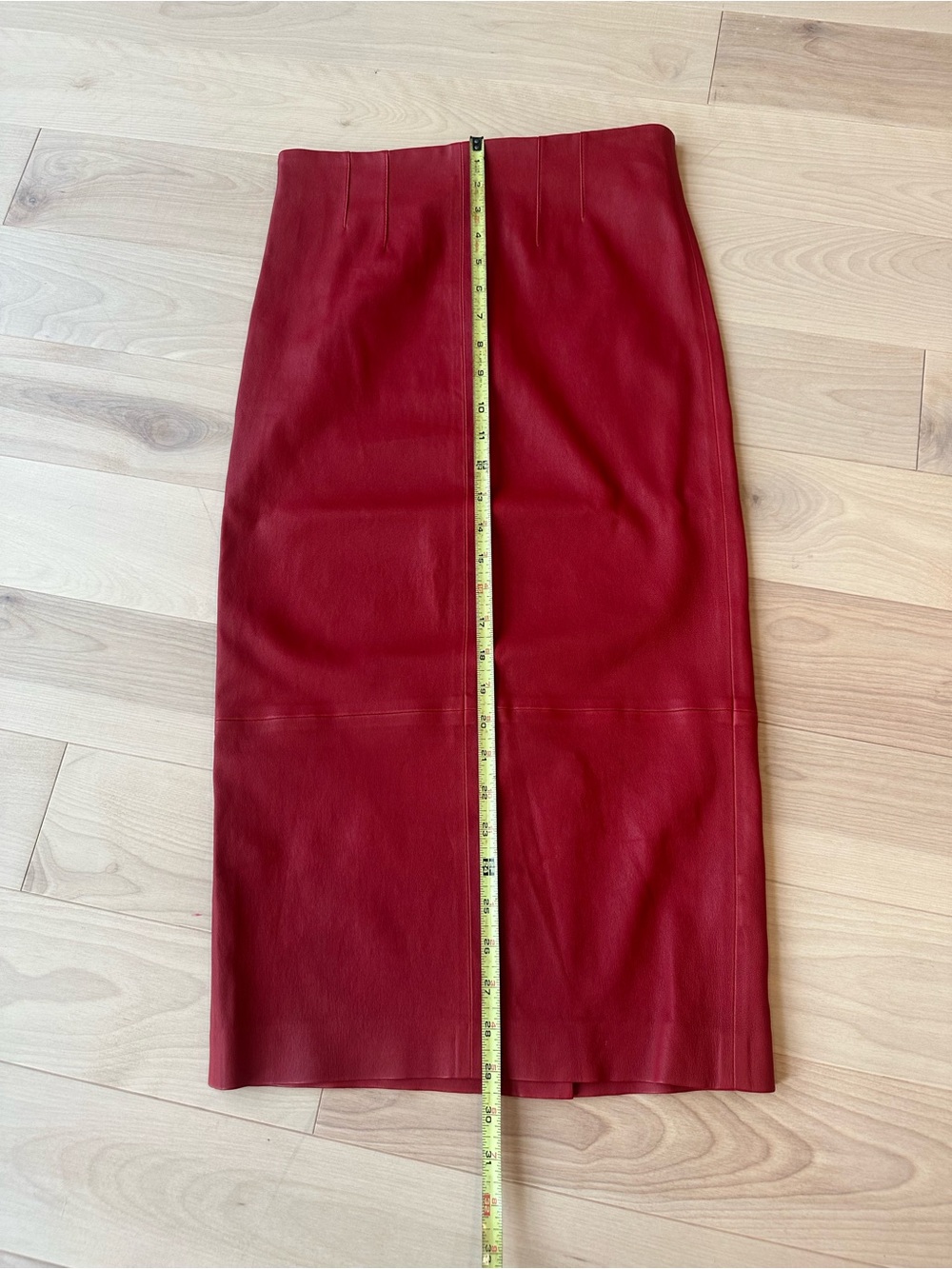 NWT Veronica Beard Kaliyah Lambskin Leather Pencil Skirt Vintage Red Size 4 Midi - Picture 9 of 14